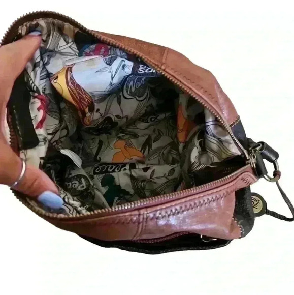 The Sak Brown Metallic Leather Hobo Colorblock Teak Multi Bag - Picture 8 of 14